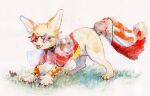  2021 ambiguous_gender blonde_body blonde_ears blonde_tail canid canine clothed clothing cyberzyd eyewear fangs fennec feral fox inner_ear_fluff mammal painting_(artwork) smile sunglasses teeth_showing traditional_media_(artwork) tuft watercolor_(artwork) 