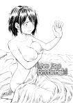  breast_hold breasts fujimaru monochrome naked sheets 