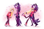  3:2 absurd_res anthro charlie_(vivzmind) clothed clothing duo eye_contact feathers female happy hazbin_hotel helluva_boss hi_res hug humanoid looking_at_another octavia_(vivzmind) rcookieart red_eyes simple_background star tail_feathers 