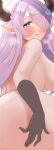  1girl ass bangs blue_eyes blush braid breasts brown_gloves draph elbow_gloves gloves granblue_fantasy hair_over_one_eye heart heart-shaped_pupils highres horns large_breasts licking_lips light_purple_hair long_hair narmaya_(granblue_fantasy) nude parted_bangs pointy_ears sideboob solo steam sweat symbol-shaped_pupils takio_(kani_sama) tongue tongue_out 