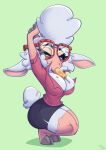  2020 anthro bedroom_eyes big_breasts big_butt bovid breasts butt caprine cleavage clothed clothing crouching dawn_bellwether disney eyewear female food glasses hands_behind_head hi_res hooves in_mouth joelasko looking_at_viewer mammal narrowed_eyes popsicle seductive sheep solo thick_thighs zootopia 