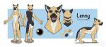  anthro canid canine canis domestic_dog feral german_shepherd herding_dog lenny_(ownerofallgames) male mammal model_sheet pastoral_dog reference_image solo thathornycat 