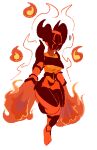  alpha_channel breasts clothed clothing elemental_creature female fire fire_creature floating horn magic monster not_furry orange_body simple_background solo tfzn transparent_background under_boob 