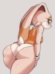  aged_up anthro big_butt blush breasts brown_body brown_fur butt clothing cooliehigh cream_the_rabbit dutch_angle female fur hi_res lagomorph leporid looking_at_viewer looking_back mammal rabbit simple_background solo sonic_the_hedgehog_(series) underwear wristband 
