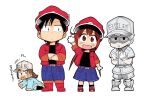  2boys 2girls all_fours black_legwear boots braid chibi child denim denim_shorts f-cell_(hataraku_saibou_baby) fukuda_yasuhiro hair_bobbles hair_ornament hataraku_saibou hataraku_saibou_baby highres jacket jeans long_hair low_twintails marker multiple_boys multiple_girls official_art open_clothes open_jacket open_mouth pacifier pants pigeon-toed platelet_(hataraku_saibou) red_blood_cell_(hataraku_saibou) red_blood_cell_(hataraku_saibou_baby) red_eyes red_footwear red_jacket shaded_face shoes short_sleeves shorts smile sneakers socks toddler twintails uniform waving white_blood_cell_(hataraku_saibou) white_blood_cell_(hataraku_saibou_baby) white_footwear 