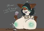  2021 ahegao alcohol animal_bikini animal_print anthro beverage big_breasts bikini black_hair bodily_fluids breasts brown_body brown_fur brown_nose caprice_art caprice_calicae clothing collar cow_bikini cow_print digital_media_(artwork) domestic_cat drunk english_text felid feline felis female fur green_hair green_nipples green_teeth hair hi_res highlights_(coloring) huge_breasts hyper hyper_breasts lactating looking_pleasured mammal milk nipple_piercing nipples open_mouth pattern_clothing pattern_swimwear piercing projectile_lactation purple_eyes siamese solo solo_focus substance_intoxication swimwear text torn_clothing white_body white_fur wine 