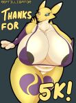  absurd_res anthro areola bandai_namco belly big_areola big_breasts bra breasts canid canine celebration clothing curvy_figure digimon digimon_(species) eyelashes female fox hi_res lips mammal namco_bandai renamon reptilligator seductive smile solo thick_thighs underwear voluptuous 