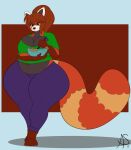  absurd_res aerospine ailurid anthro bowl breasts clothing female hi_res mammal red_panda solo thick_thighs 