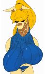  anthro breasts clothing female giraffe giraffid hair hi_res mammal meme meme_clothing quququl solo sweater topwear virgin_killer_sweater 
