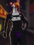  3:4 absurd_res anthro avian bananathief bird harness hi_res leaking_through_clothing male night piercing ramphastos solo toco_toucan toucan toucat 