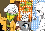  ambiguous_gender angry asriel_dreemurr blue_eyes blush bodily_fluids bovid caprine chara_(undertale) child clothing fur goat hiding human male mammal monster nude searching sweat undertale underwear unknown_artist video_games white_body white_fur young 