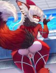  anthro butt canid canine comedy_central drawn_together female fox foxxy_love fur furrybob genitals mammal pool_toy poolside pussy red_body red_fur solo sonechkachizhikov_(artist) white_body white_fur 