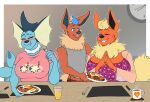  anahita_(princeluxio) anthro aureluis_(thatloserguy123) bacon big_breasts blonde_hair blue_body blush boxer_briefs breakfast breasts canid canine chubby_cheeks chubby_female clothing cooking eating eeveelution egg elidi_(princeluxio) feeder feederism female fin fin_ears fish flareon food fox fur fur_markings group hair hi_res huge_breasts larger_female male mammal mareep marine markings mature_female meat multicolored_hair nintendo orange_body orange_fur pajama_shirt pajamas pok&eacute;mon pok&eacute;mon_(species) polyamory princeluxio serving_food shirt size_difference slightly_chubby smaller_male smile stuffing t-shirt topwear underwear vaporeon video_games weight_gain 