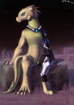  absurd_res alien_planet anthro collar cybernetic_arm cybernetic_leg cybernetic_limb cybernetics cyborg dragon fan_character hi_res looking_back machine shido-tara sitting space 