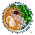  absurdres bird bowl duck egg food food_focus garnish hardboiled_egg highres meat mushroom no_humans noodles original ramen simple_background soup still_life studiolg vegetable white_background 