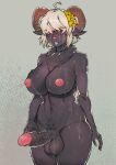  2021 anthro balls big_breasts black_body black_fur bodily_fluids bovid breasts caprine colored_nails cum cum_on_breasts cum_on_face cum_on_penis ear_piercing erection fur genital_fluids genitals grin gynomorph hair hair_over_eyes hi_res horn humanoid_genitalia humanoid_penis intersex mammal nails penis piercing pink_nose portrait rtr sheep simple_background smile solo standing three-quarter_portrait white_hair yellow_nails 