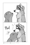  &lt;3 2021 absurd_res anthro chest_tuft comic digital_drawing_(artwork) digital_media_(artwork) duo face_in_chest felix_(nik159) greyscale hi_res lutrine male mammal monochrome motion_lines multiple_scenes mustelid nik159 nik_(nik159) onomatopoeia procyonid raccoon romantic_couple side_view simple_background sound_effects standing text tuft url white_background 