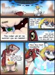  anthro collar comic dialogue digimon digimon_(species) english_text gabumon gomamon hi_res male overweight text transformation trevor-fox 