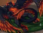  anthro byowt feathers fire hybrid male multi_arm multi_limb tail_feathers wings 