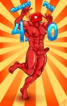  2021 anthro balls big_muscles blush bottomless clothed clothing digital_drawing_(artwork) digital_media_(artwork) english_text erection faceless_character feet genitals hi_res humanoid humanoid_genitalia humanoid_penis icon jumping looking_at_viewer male mammal multicolored_body muscular nipples not_furry nude peace_signs pecs penis portrait red_body shaded signature simple_background small_nipples solo text thepsychodrill youtube 