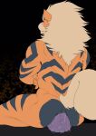  abstract_background anal anal_juice anal_masturbation anal_penetration anthro anthrofied anus arcanine black_body black_fur blush canid canine crossed_arms dildo fluffy fluffy_tail fur furdo hi_res large_penetration looking_away male mammal masturbation muscular muscular_anthro muscular_male neck_tuft nintendo nude orange_body orange_fur penetration pok&eacute;mon pok&eacute;mon_(species) sex_toy sitting solo toying_self tuft video_games 