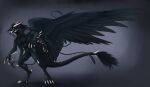  absurd_res anthro dragon fangs feathers featureless_crotch hi_res horn hybrid kotya-ra male multi_arm multi_limb spikes tail_feathers wings 
