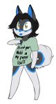  alpha_channel anthro blue_body blue_fur canid canine canis chibi clothing curled_tail domestic_dog fur grey_body grey_fur humor husky male mammal nordic_sled_dog shirt solo spitz steele(codesteele) t-shirt tongue tongue_out topwear trexqueen white_body white_fur 