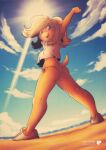  activision anthro bandicoot beach butt clothing cloud coco_bandicoot crash_bandicoot_(series) day female footwear fox-pop hair hi_res mammal marsupial sand seaside shoes sky sneakers solo sun video_games 