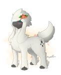  blush canid canine dragonhonor_(artist) eyes_closed feral flower furfrou happy hi_res mammal nintendo plant pok&eacute;mon pok&eacute;mon_(species) smile video_games 