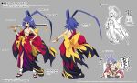  alternate_costume animal_ears antenna_hair back blue_hair bow bracelet breasts cleavage concept_art disgaea disgaea_rpg fox_ears fox_tail genderswap genderswap_(mtf) geta harada_takehito japanese_clothes jewelry katana kimono laharl-chan large_bow long_hair official_art open_mouth pointy_ears red_eyes red_kimono sarashi sicily_(disgaea) spread_legs sword tail very_long_hair weapon 