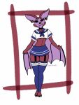  3:4 ambiguous_gender anthro black_eyes chiropteran claws clothing ear_piercing ear_ring female fur garter_straps hi_res kingpillar lingerie mammal peach_(disambiguation) piercing pink_body pink_fur pitt pteropodid purple_body purple_fur school_uniform solo solo_focus uniform wings 