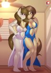  anthro areola areola_slip blush breasts ceiling_fan clothed clothing cookie_dough_(oc) curled_hair dress duo earth_pony equid equine fan_character feathered_wings feathers female female/female fleet_wing flitter_feather_(oc) freckles friendship_is_magic fur hair hasbro hi_res horse looking_at_viewer mammal my_little_pony nipples pegasus pony simple_background smile window wings 