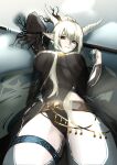  2020 arknights blonde_hair breasts camel_toe ett01024 female hair holding_object holding_staff horn horned_humanoid humanoid humanoid_pointy_ears long_hair not_furry shining_(arknights) simple_background smile solo staff 