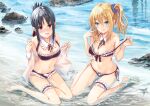  2girls aliasing bikini hayasaka_ai kaguya-sama_wa_kokurasetai_~tensai-tachi_no_renai_zunousen~ long_hair nanashi_(74_nanashi) navel ponytail shinomiya_kaguya swimsuit water 