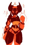  alpha_channel angry armor breasts clothed clothing elemental_creature empty_eyes female fire fire_creature looking_at_viewer magic monster orange_body simple_background solo tfzn transparent_background under_boob 