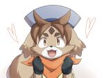  &lt;3 2020 4:3 anthro brown_body brown_eyes brown_fur canid canine canis clothing domestic_dog ear_piercing freddie_(gundam_build_divers_re:rise) fur gloves gundam gundam_build_divers_re:rise handwear happy headgear headwear hi_res looking_at_viewer male mammal open_mouth piercing simple_background solo young zaramecatnyar 