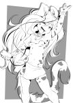  anthro breasts cellphone dancing eyes_closed felid female fuf_(character) hi_res mammal midriff monochrome navel pantherine phone sicmop solo under_boob 