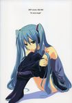  blue_hair fumio_(ura_fmo) hatsune_miku highres long_hair microphone solo thighhighs twintails very_long_hair vocaloid 