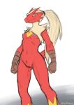  absurd_res anthro avian bird blaziken breasts feathers female genitals hair hi_res long_hair nintendo nipples non-mammal_breasts nude pok&eacute;mon pok&eacute;mon_(species) ponytail pussy red_body red_feathers sealer4258 simple_background solo tail_feathers talons video_games 
