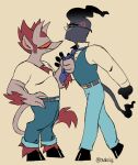  1_eye anthro body_hair chest_hair clothed clothing cross-popping_vein cygnus_montiago duo eyewear glasses hooves horn humanoid magnus_curtis male mature_male necktie necktie_grab satyr teacher tinybeasts vein 