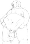  anthro balls belly bird_dog canid canine canis domestic_dog flaccid genital_piercing genitals goatboner_(artist) hunting_dog labrador looking_at_viewer male mammal monochrome navel nipple_piercing nipples overweight overweight_anthro overweight_male penis penis_piercing piercing presenting presenting_penis retriever sketch solo vein veiny_penis 