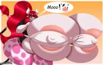  16:10 absurd_res ana_rose anthro big_breasts bovid bovine breast_squish breasts cattle clothed clothing cosplay curvy_hips female guinea_(ishuzoku_reviewers) hair hi_res huge_breasts hyper hyper_breasts ishuzoku_reviewers long_hair looking_at_viewer mammal nipples slightly_chubby solo sonatadragon squish tongue tongue_out widescreen 