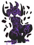  alpha_channel breasts crouching dark_body elemental_creature featureless_breasts featureless_crotch female fire fire_creature glowing hand_behind_back horn humanoid lava magic mineral_fauna monster nude purple_body rock rock_creature simple_background solo tfzn transparent_background 