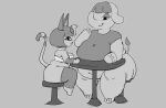  animal_crossing ankha_(animal_crossing) anthro bedroom_eyes belly big_belly big_breasts big_butt bottomless breasts butt clothed clothing domestic_cat duo elephant elephantid felid feline felis female furniture gnauseating greyscale hi_res larger_female lidded_eyes mammal monochrome narrowed_eyes nintendo opal_(animal_crossing) overweight overweight_female proboscidean proboscis_(anatomy) seductive shirt sitting size_difference smaller_female stool table tail_tuft thick_thighs topwear trunk_(anatomy) tuft video_games 