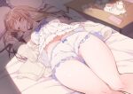  bed blonde_hair fujisaki_hikari long_hair open_shirt original pajamas sleeping 
