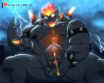  5:4 abs absurd_res anthro biceps black_body bna_v5 bodily_fluids bowser bowser&#039;s_fury bracelet collar cum fire flaming_hair fury_bowser genital_fluids genitals hi_res jewelry koopa lava lava_cum male mammal mario_bros muscular muscular_anthro muscular_male nintendo nipples pecs penis pseudo_hair raining scalie solo spiked_bracelet spiked_collar spiked_tail spikes spikes_(anatomy) super_mario_3d_world thunderstorm tongue tongue_out unusual_cum video_games 