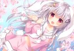  ameto_yuki animal_ears bunny_ears bunnygirl cherry_blossoms flowers gray_hair long_hair original red_eyes scan tail 