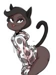  anthro blep bottomless brown_body brown_fur cartoon_network clothed clothing dbaru domestic_cat felid feline felis fur girly hoodie leaning leaning_forward looking_at_viewer male mammal ok_k.o.!_let&#039;s_be_heroes purrcival seductive simple_background solo tongue tongue_out topwear white_background 