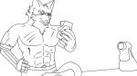  16:9 anthro canid clothing hi_res male mammal monochrome simple_background solo timejumpingfox widescreen 