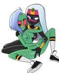  absurd_res alien alien_humanoid black_body black_skin bodily_fluids breasts crossover duck_dodgers duo female female/female fingering fingering_partner freckles genital_fluids green_body green_skin hair hi_res humanoid lord_dominator mangamaster martian mouthless nipples not_furry pussy_juice queen_tyr&#039;ahnee simple_background vaginal vaginal_fingering wander_over_yonder white_background white_hair 